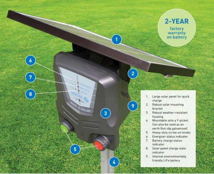 Nemtek Agri 8km Solar Electric Fence Energiser With Internal Battery