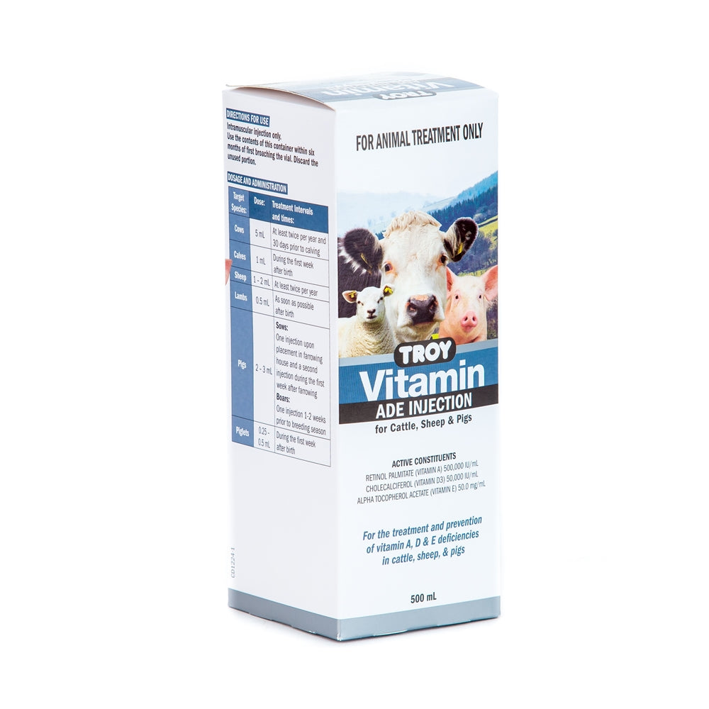 Troy Vitamin ADE Injection for Cattle, Sheep and Pigs 500ml