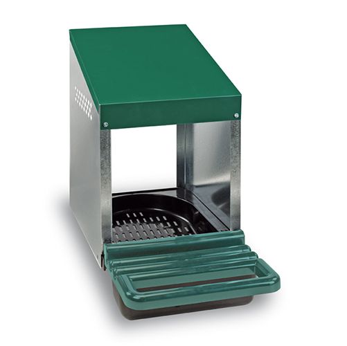 rollaway nesting box single hole front, side view and egg collection chute