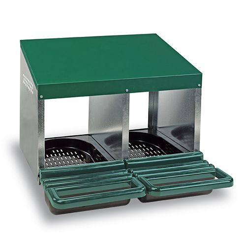 rollaway nesting box double hole front and side view